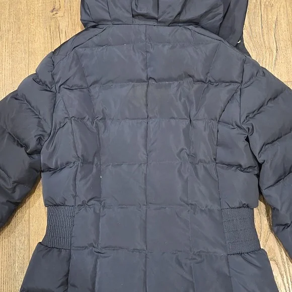 Cole Haan | Long Navy Hooded Puffer Coat Size Small - Picture 5 of 12